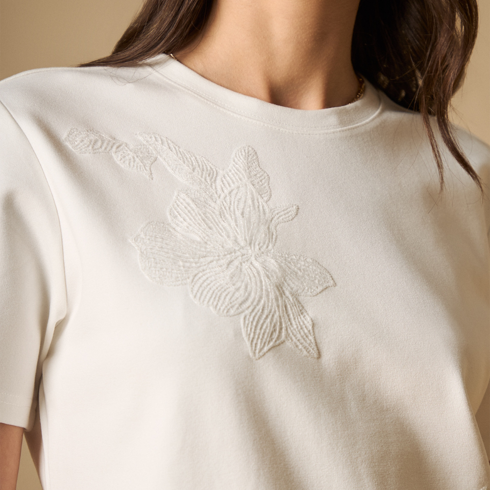 Esprit | Camiseta Manga Corta Con Bordados Florales Para Mujer