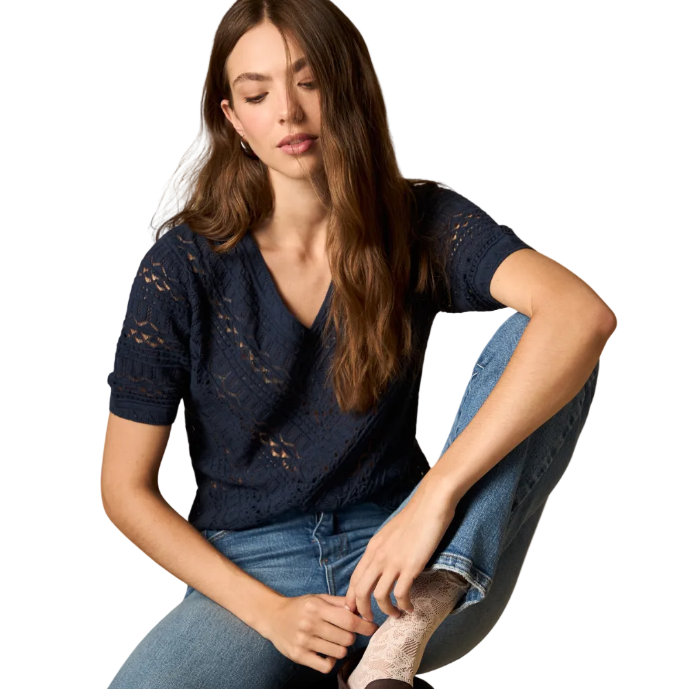 Esprit | Blusa Calada de Manga Corta con Cuello en V