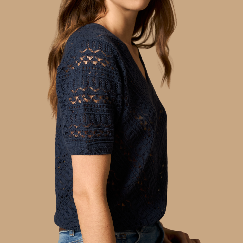 Esprit | Blusa Calada de Manga Corta con Cuello en V