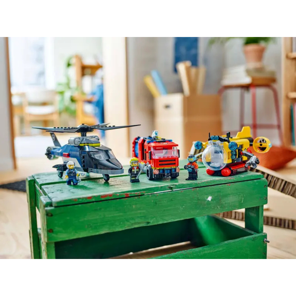Lego | City Helicóptero, Camión de Bomberos y Submarino Remix