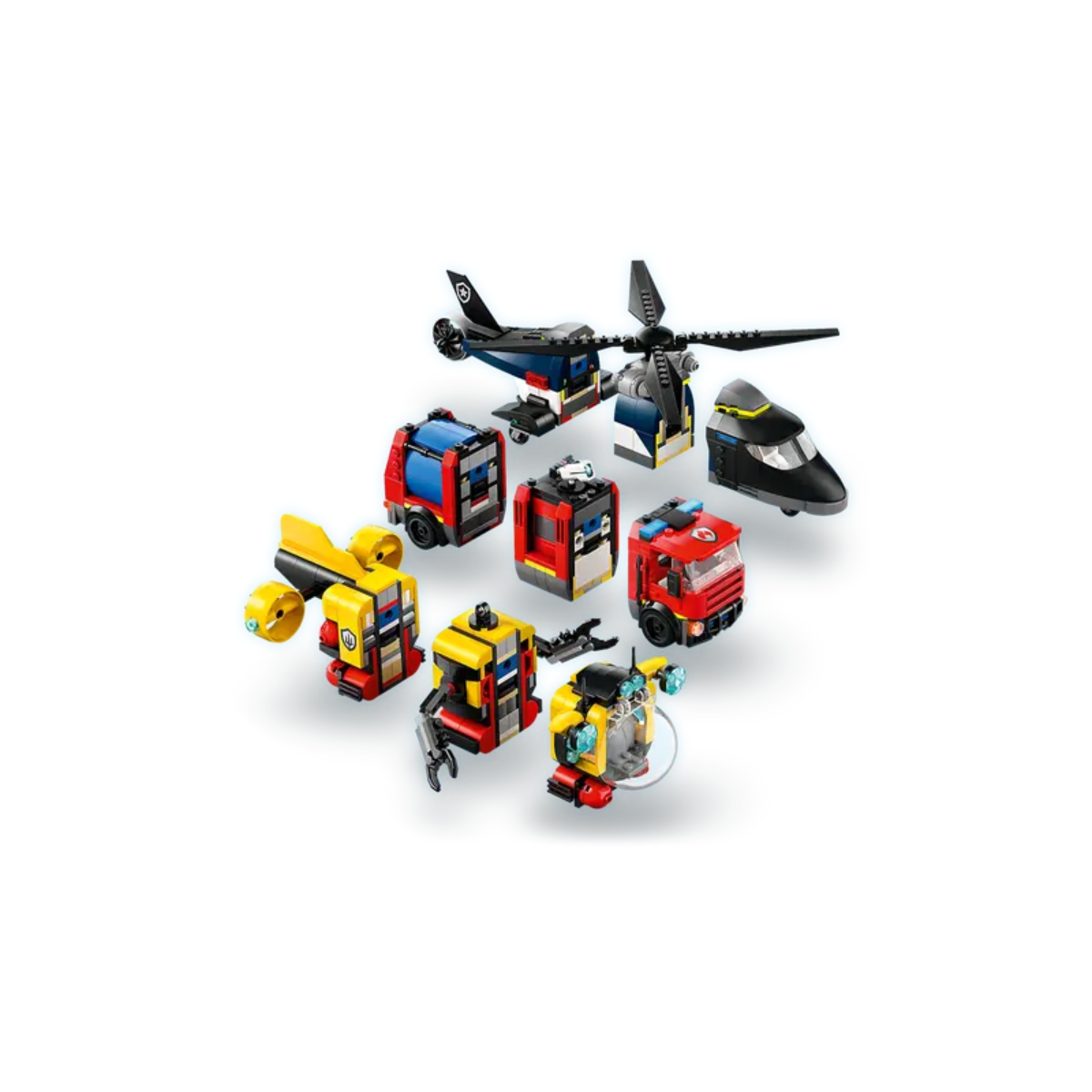 Lego | City Helicóptero, Camión de Bomberos y Submarino Remix