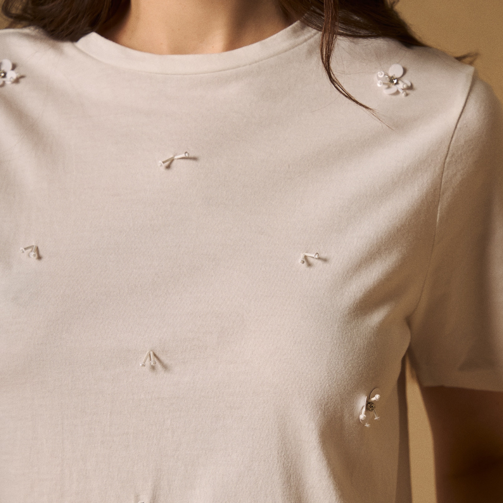 ESPRIT | Camiseta con Flores Bordadas para Mujer