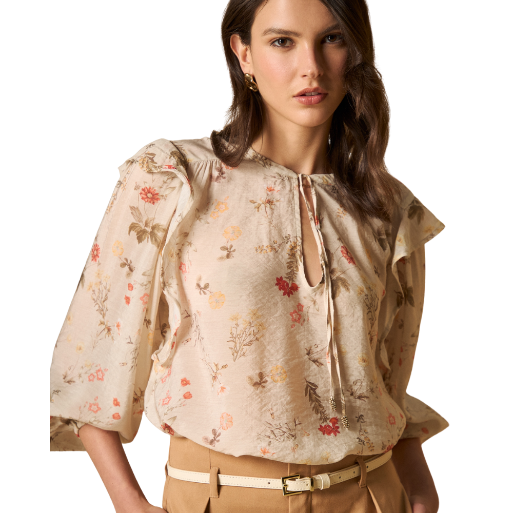 Esprit | Camisa Manga Abullonada Con Estampado Floral Para Mujer
