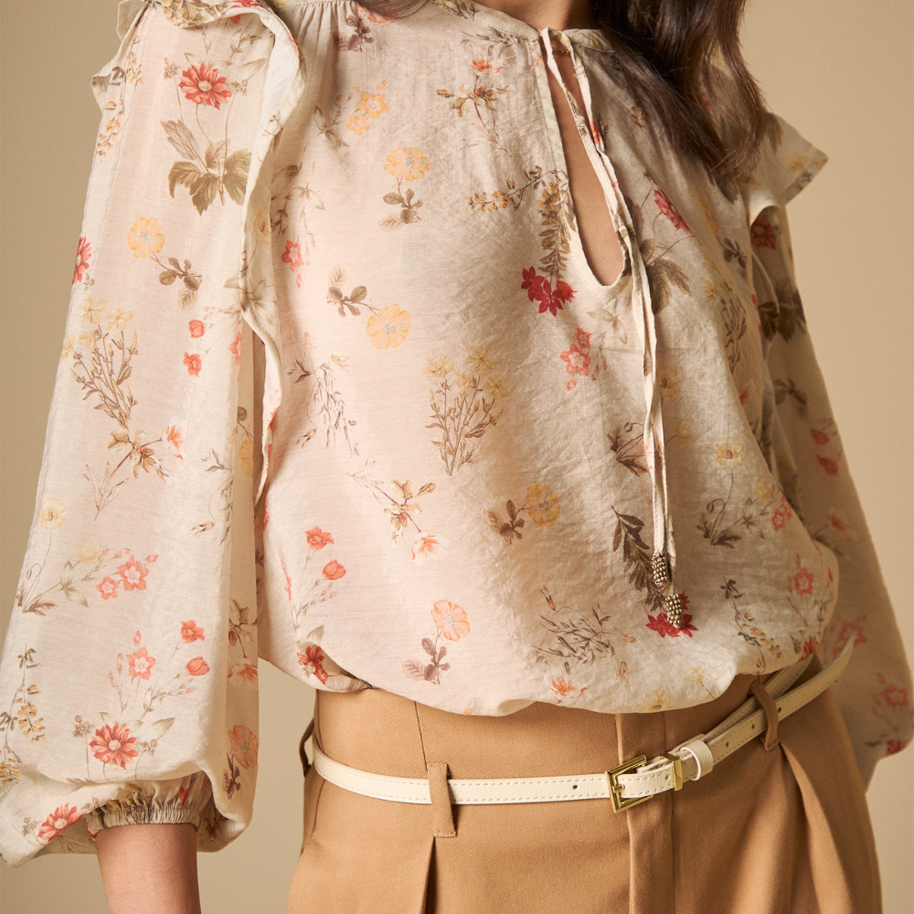 Esprit | Camisa Manga Abullonada Con Estampado Floral Para Mujer