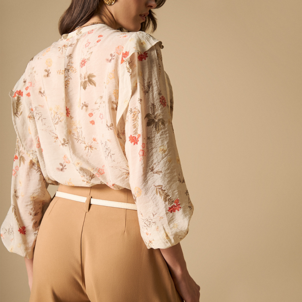 Esprit | Camisa Manga Abullonada Con Estampado Floral Para Mujer