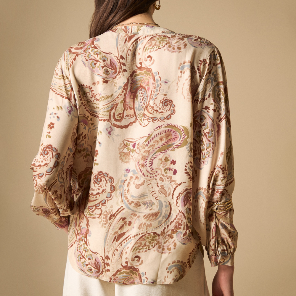Esprit | Camisa Cuello Alto Con Estampado Paisley Para Mujer