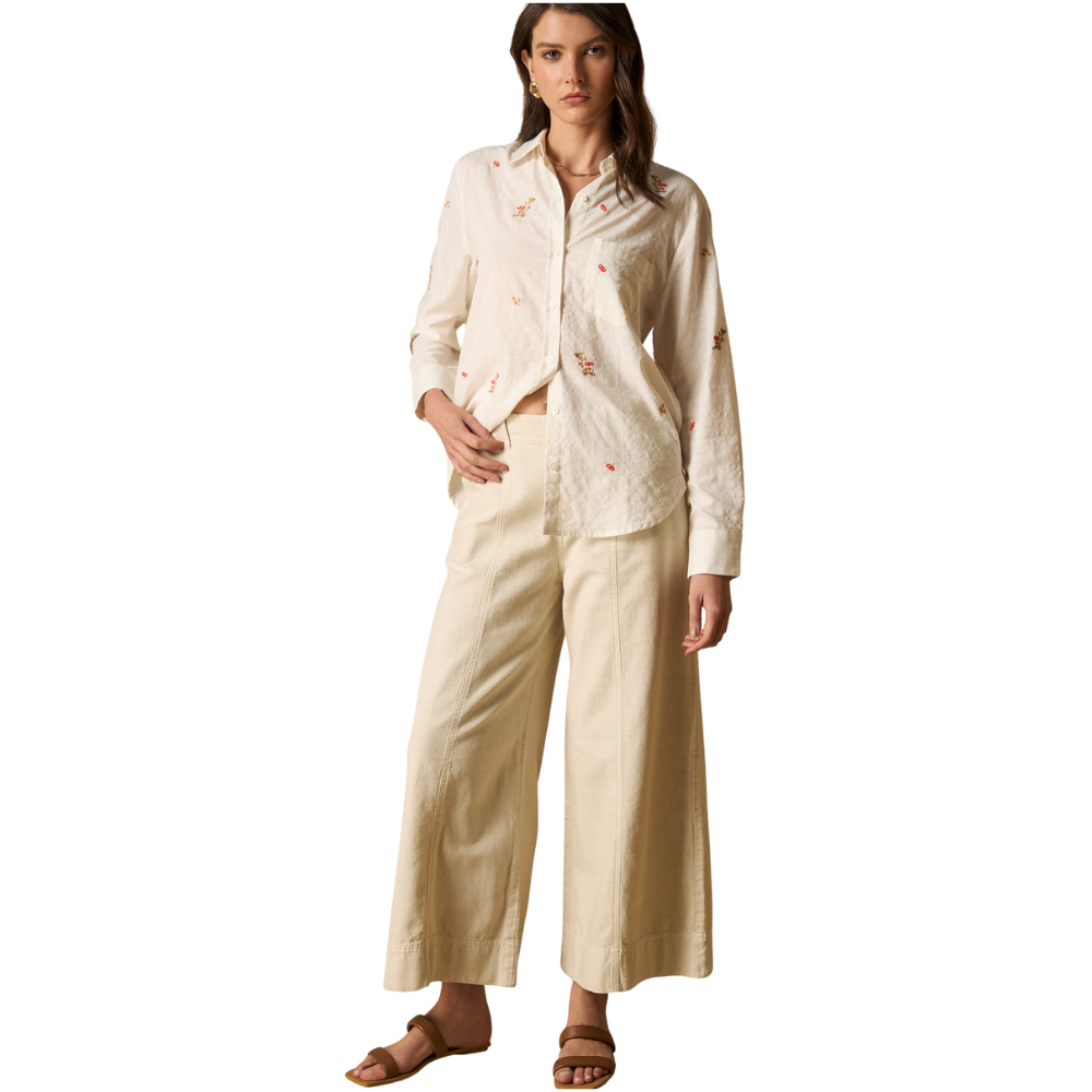 Esprit | Camisa Clásica Con Bordados Florales Para Mujer