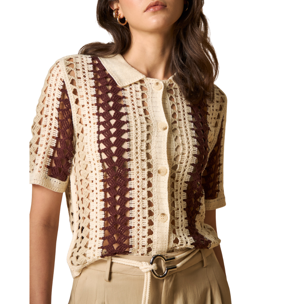 Esprit | Camisa Con Encajes Calados Y Patrón Geométrico Para Mujer