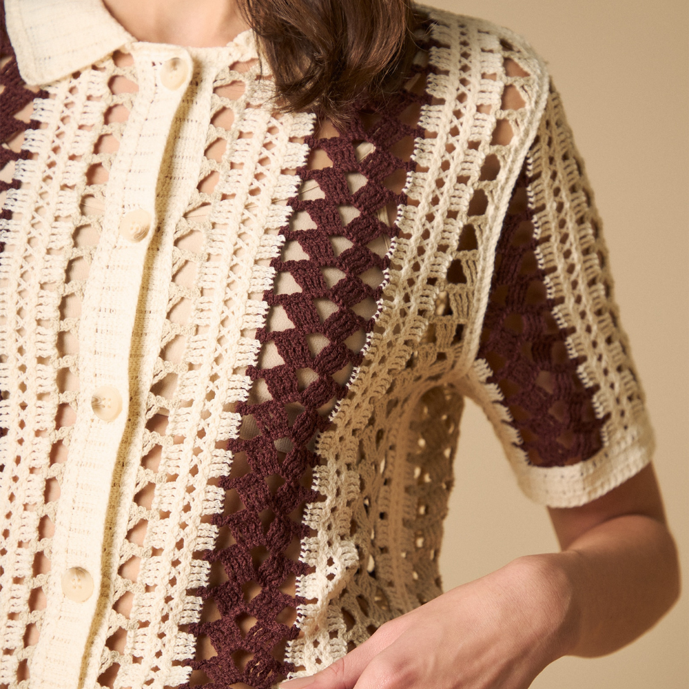 Esprit | Camisa Con Encajes Calados Y Patrón Geométrico Para Mujer