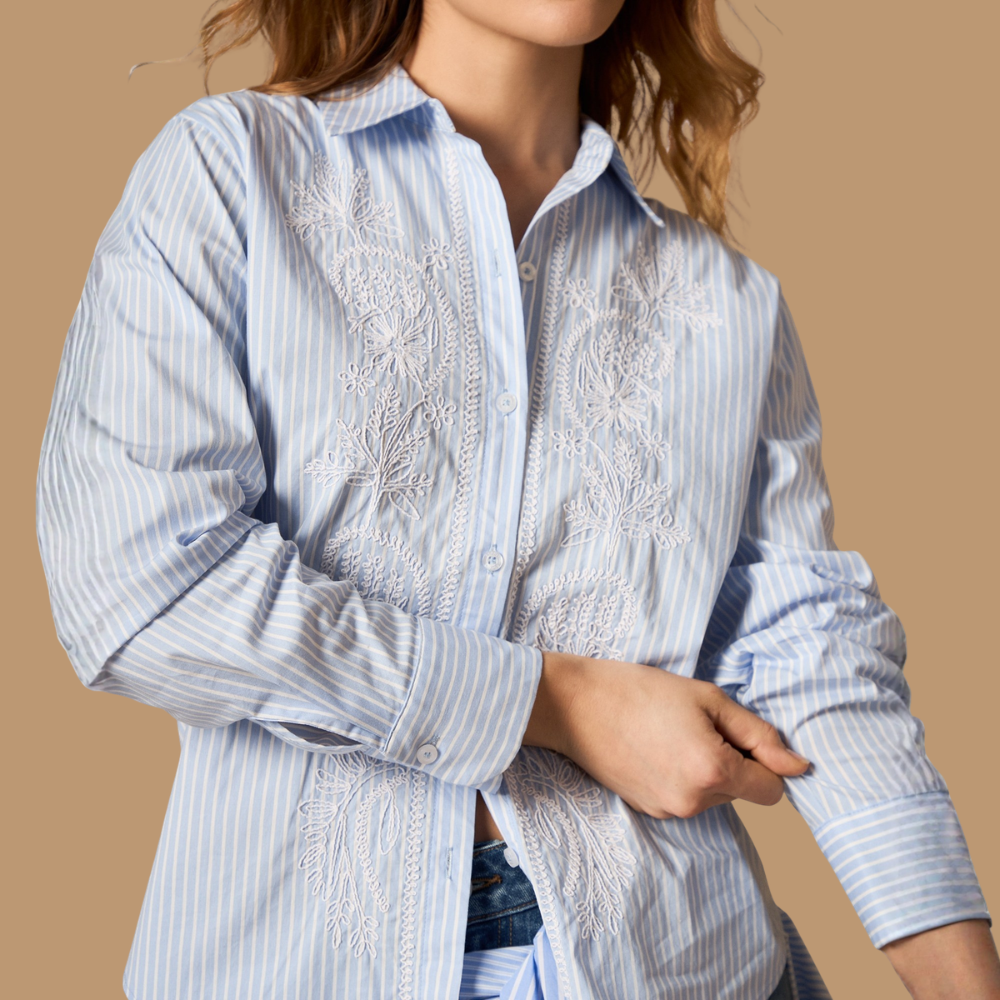 Esprit | Camisa de Rayas Bordada para Dama