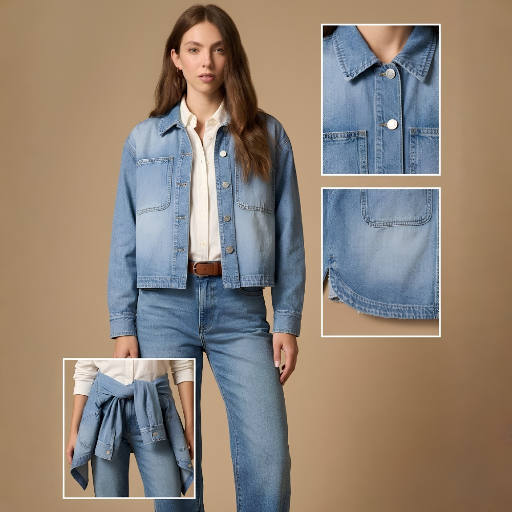 Esprit | Chaqueta Denim Corta en Lavado Claro con Bolsillos