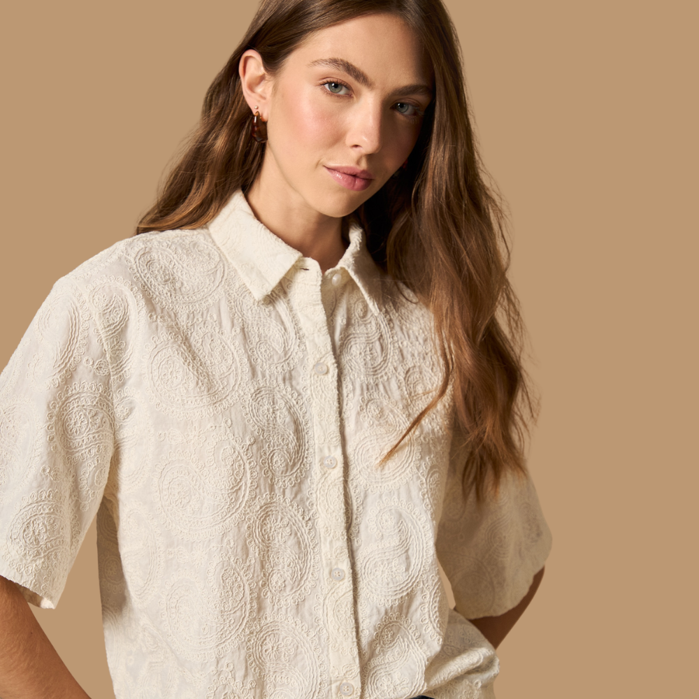 Esprit | Camisa de Manga Corta Texturizada para Dama