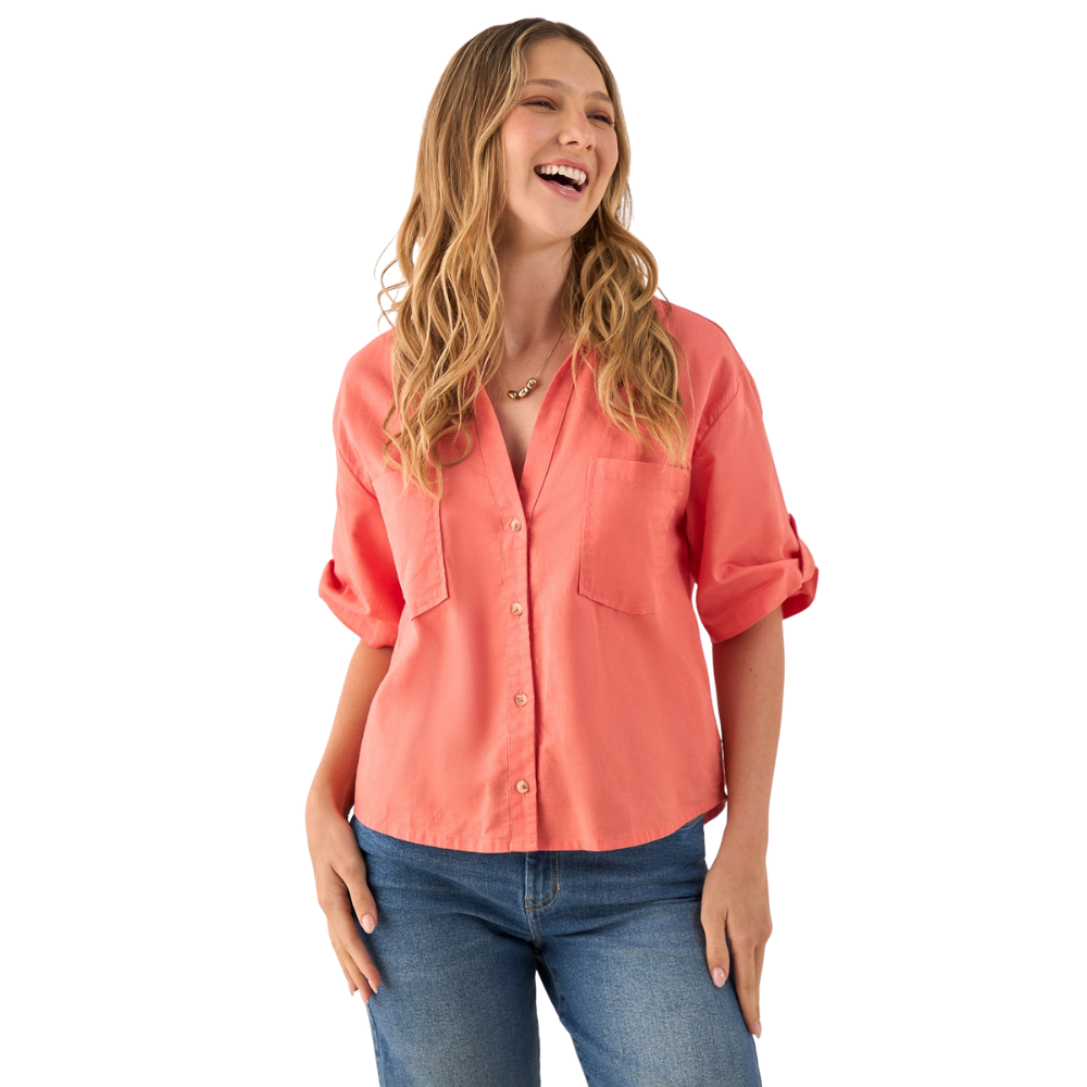 Esprit | Camisa Mezcla de Algodón y Lino