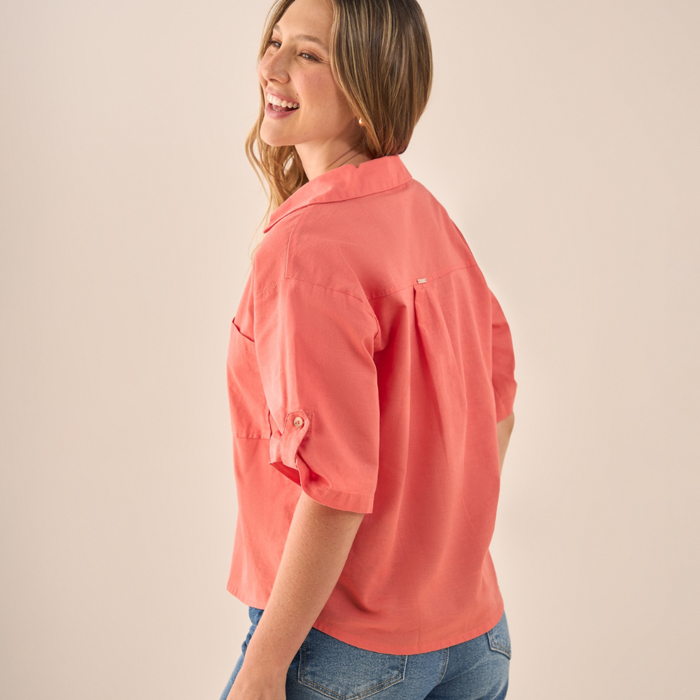 Esprit | Camisa Mezcla de Algodón y Lino