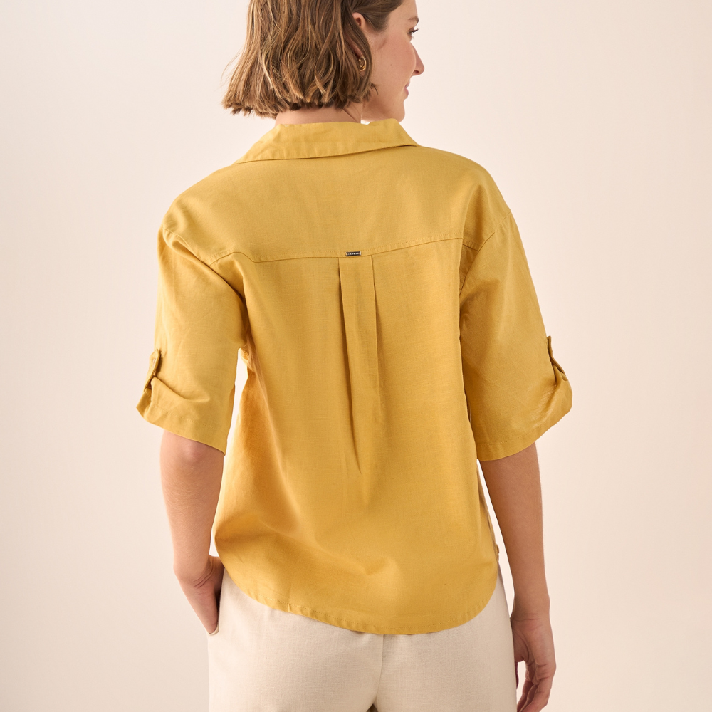 Esprit | Camisa Mezcla de Algodón y Lino