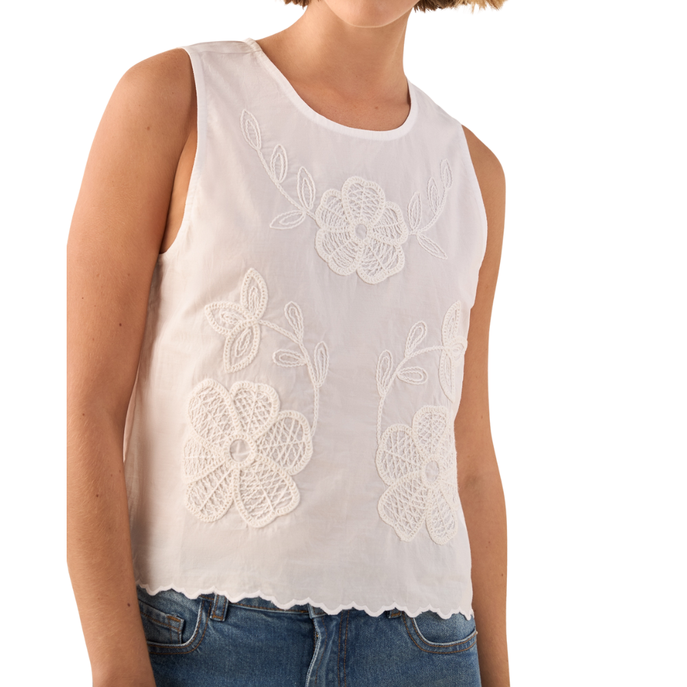 ESPRIT | Blusa sin Mangas con Bordados Florales