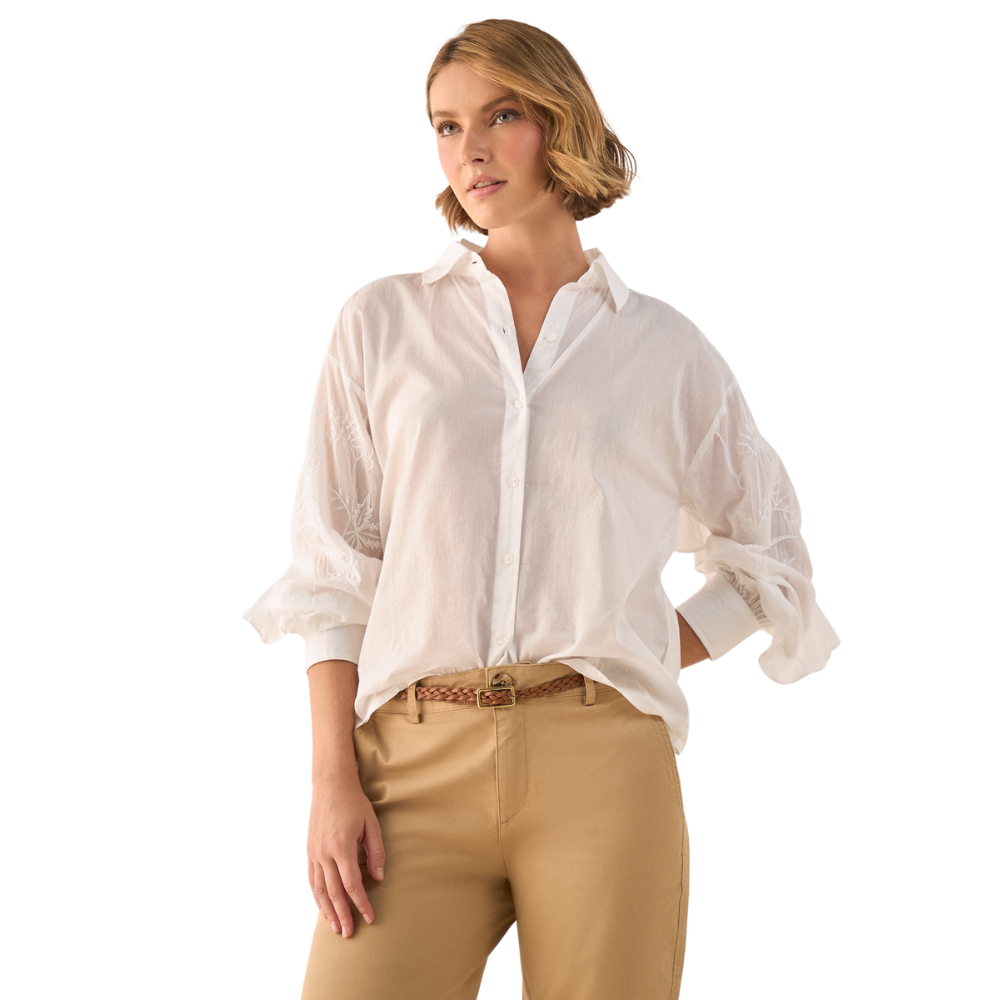 ESPRIT | Camisa de Algodón con Bordados Artesanales