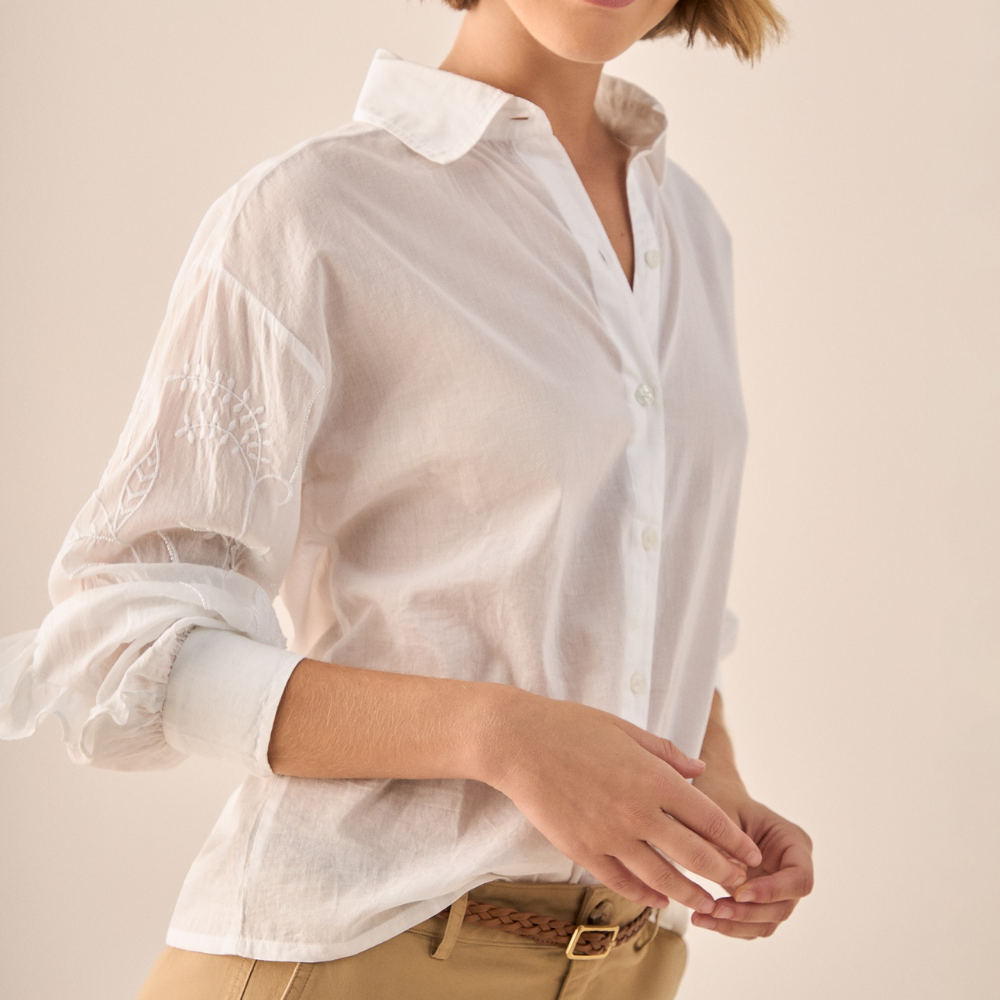 ESPRIT | Camisa de Algodón con Bordados Artesanales