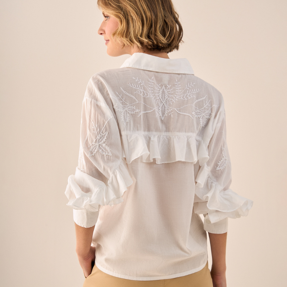 ESPRIT | Camisa de Algodón con Bordados Artesanales
