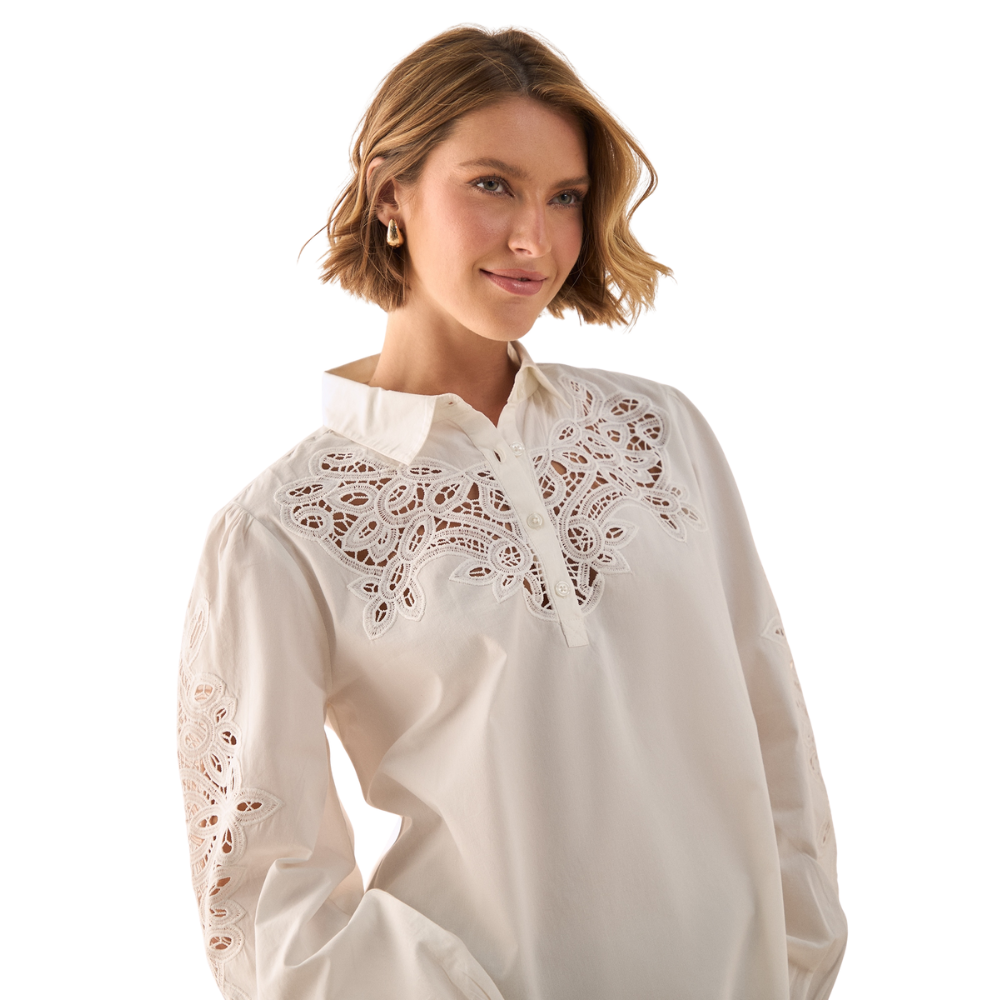 ESPRIT | Camisa con Bordados Calados