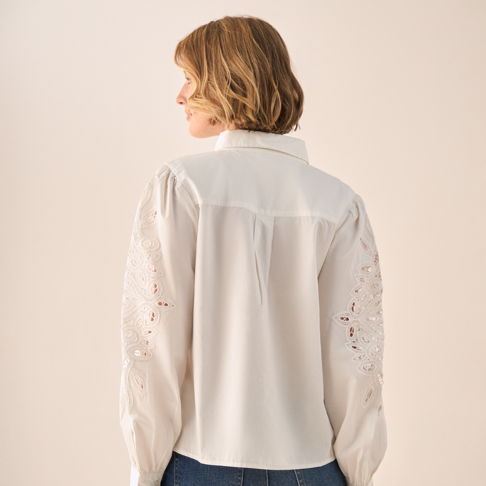 ESPRIT | Camisa con Bordados Calados