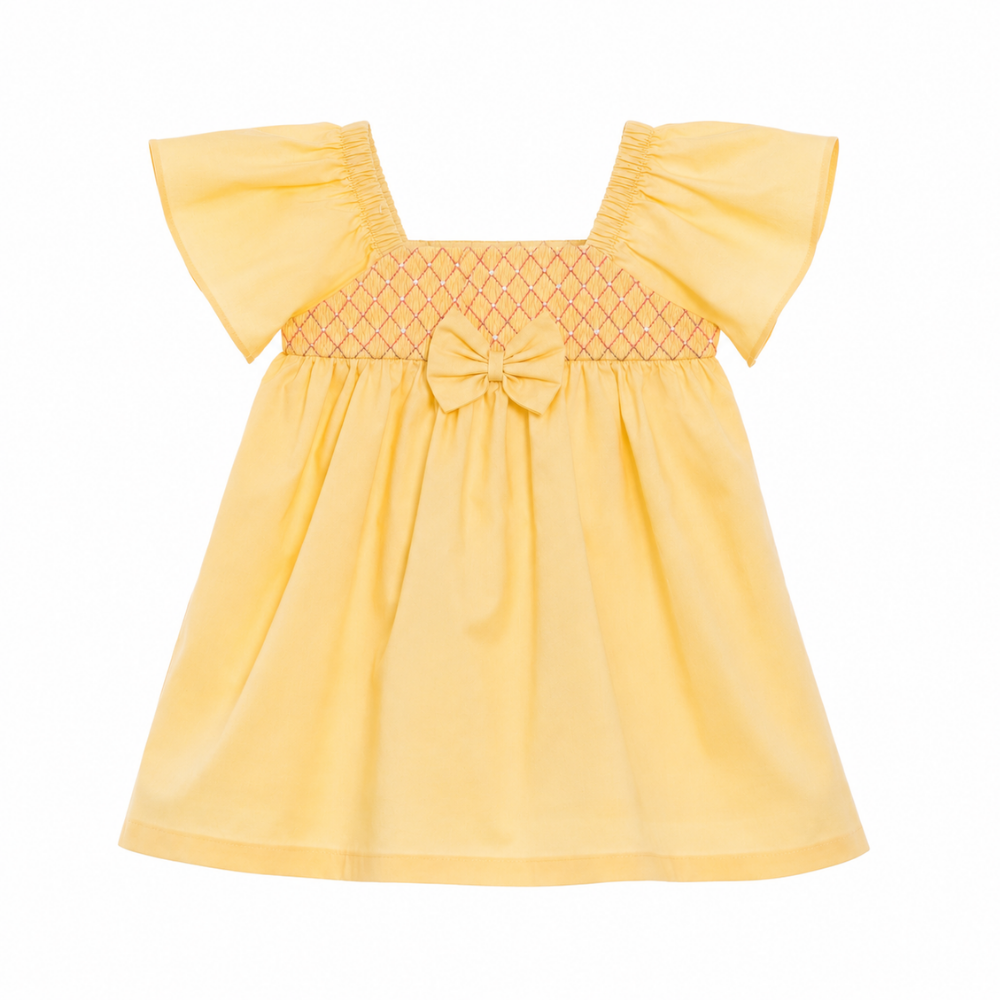Monix's | Vestido con Detalle Smock y Lazo Decorativo para Niña Bebé