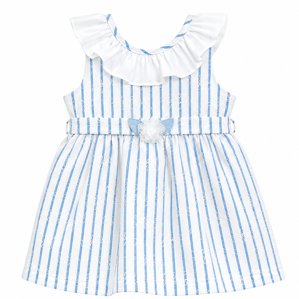 Grazziani | Vestido Rayado con Volante y Lazo Decorativo para Bebé