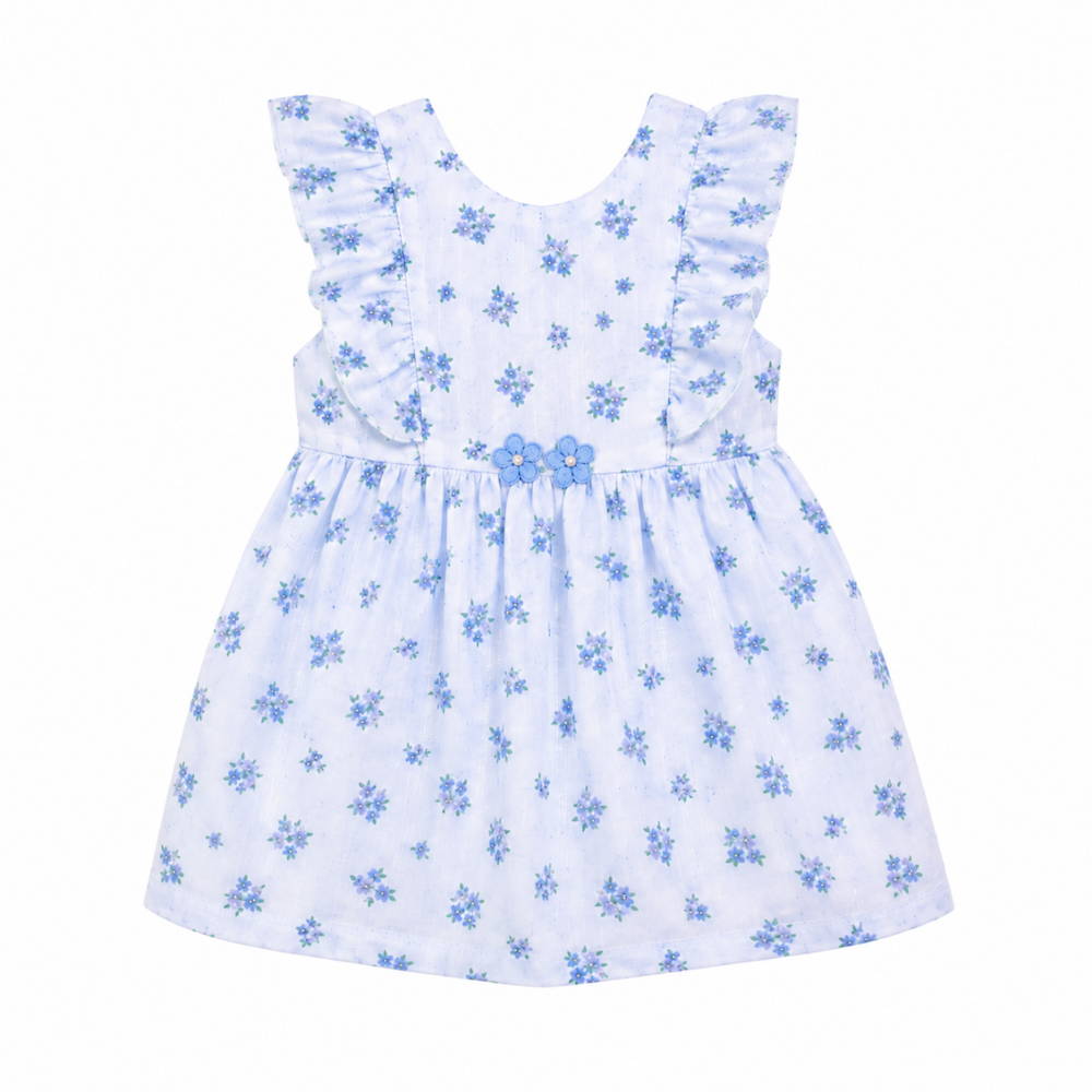 Grazziani | Vestido con Vuelo y Apliques Florales para Niña Bebé