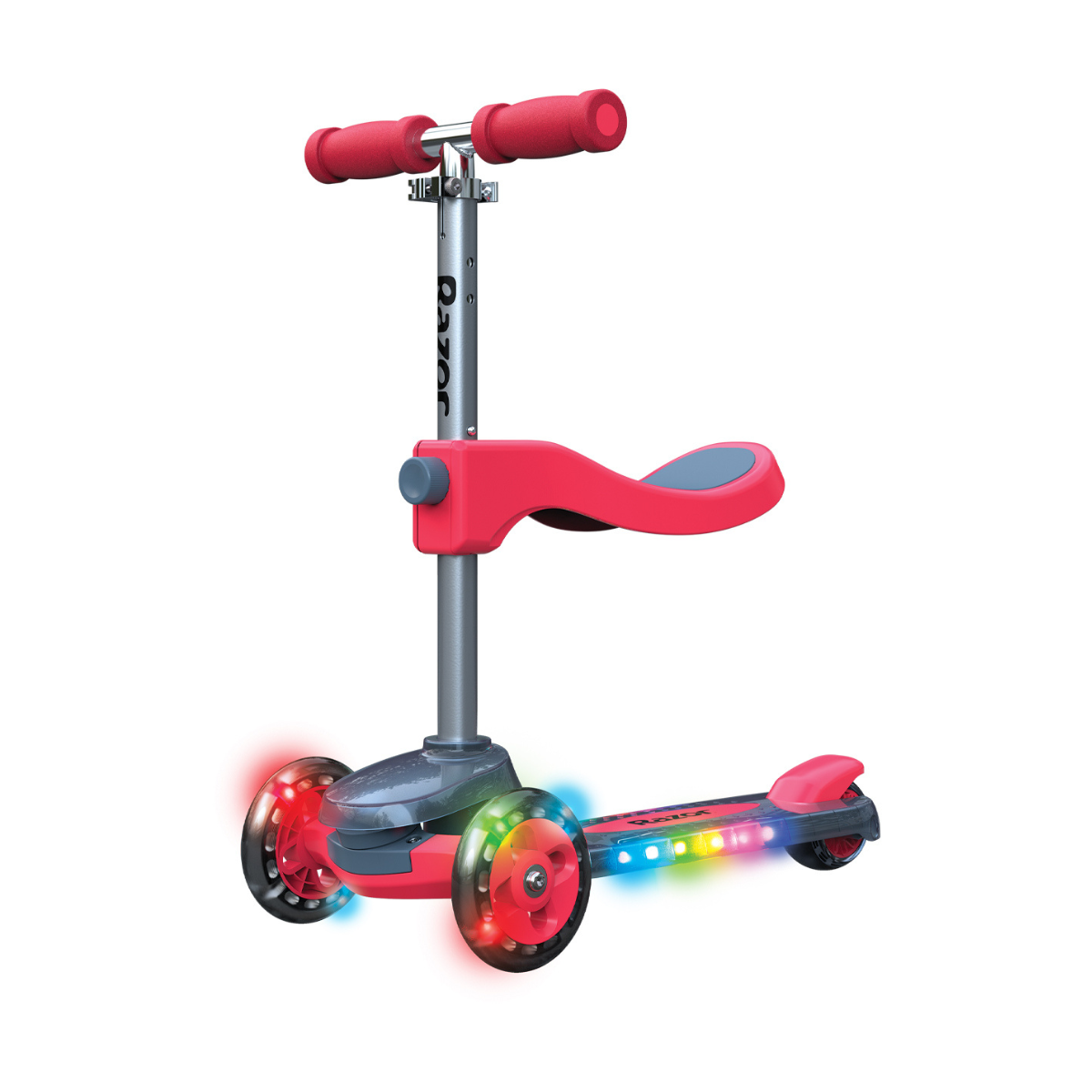 Razor Rollie DLX, Scooter Iluminado de 3 Ruedas, Rojo