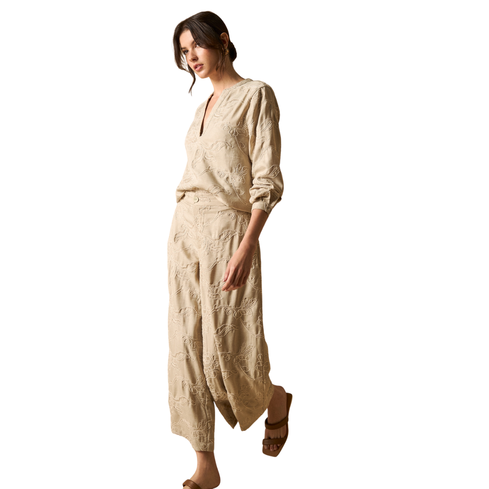 Esprit | Pantalón Palazzo con Bordados Texturizados para Dama