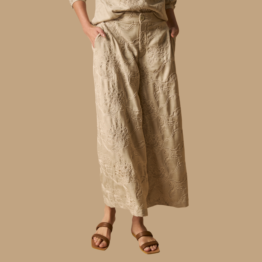 Esprit | Pantalón Palazzo con Bordados Texturizados para Dama