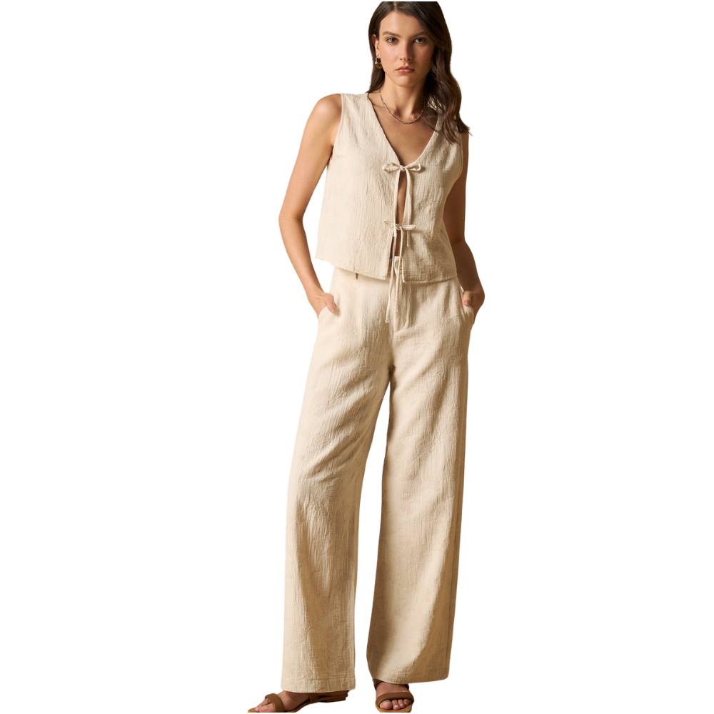 Esprit | Pantalón Palazzo De Cintura Alta Con Cordón Para Mujer
