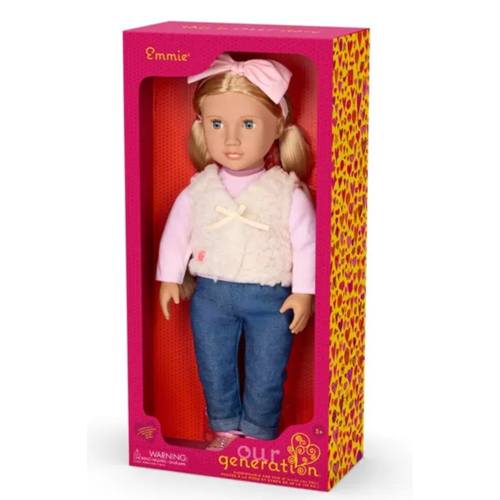 Our Generation | Muñeca De Moda Emmie Con Chaleco De Piel Glamorosa