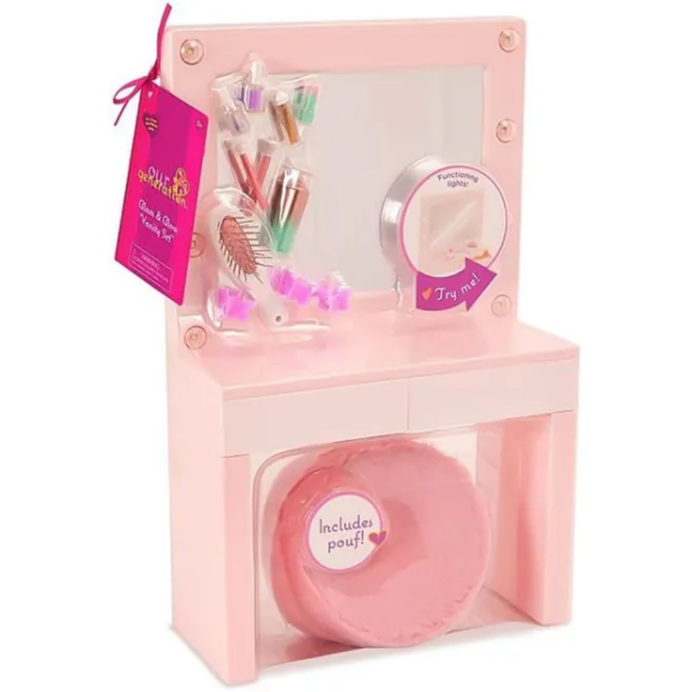 Our Generation | Juego de Mesa de Vanidad Rosa – Light-up Mirror