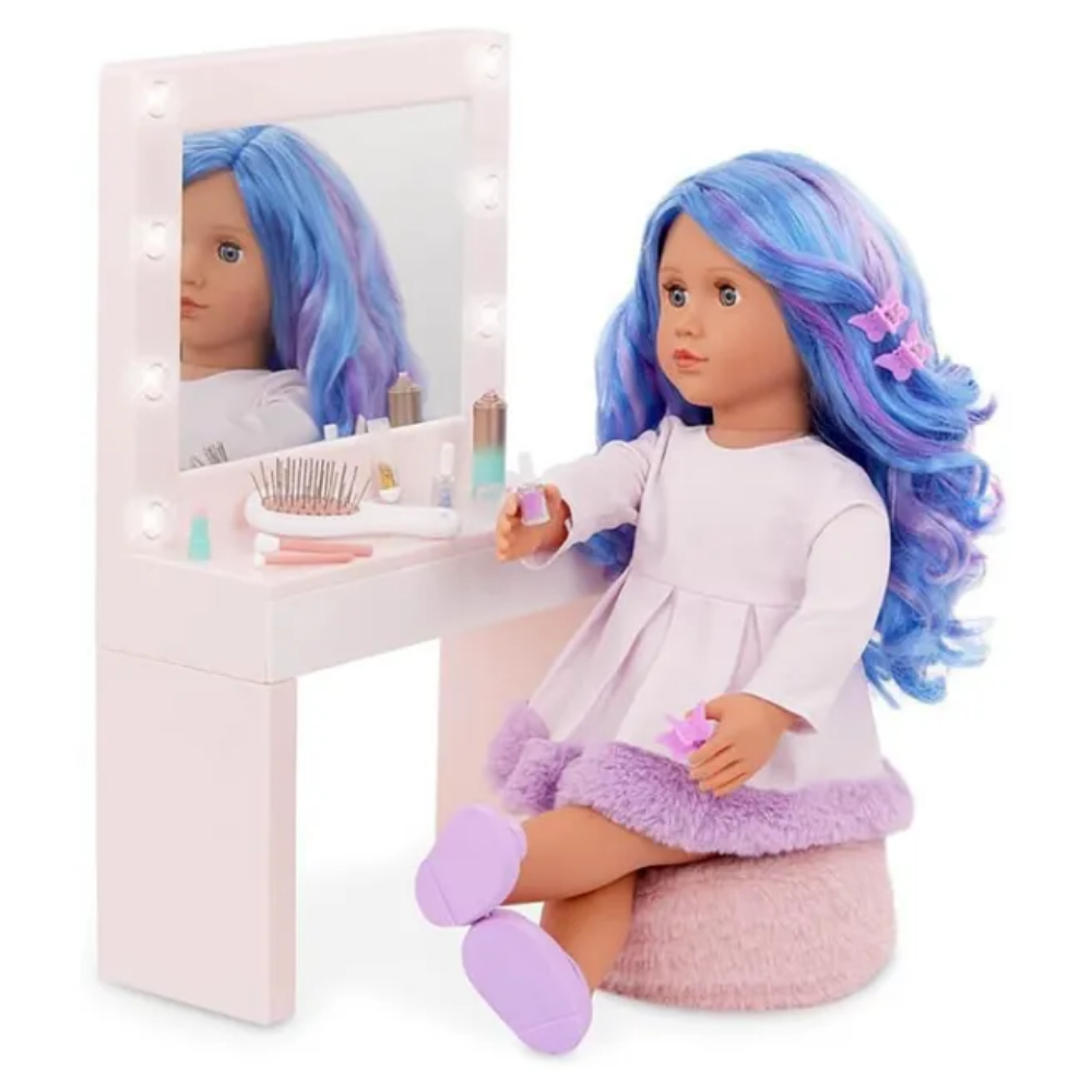 Our Generation | Juego de Mesa de Vanidad Rosa – Light-up Mirror