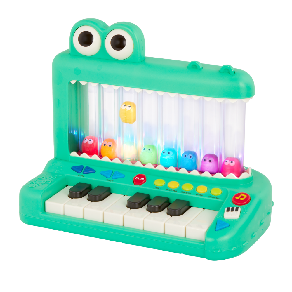 Battat | Croco Pop Piano de Juguete con Teclado, Canciones, Sonidos y Luces