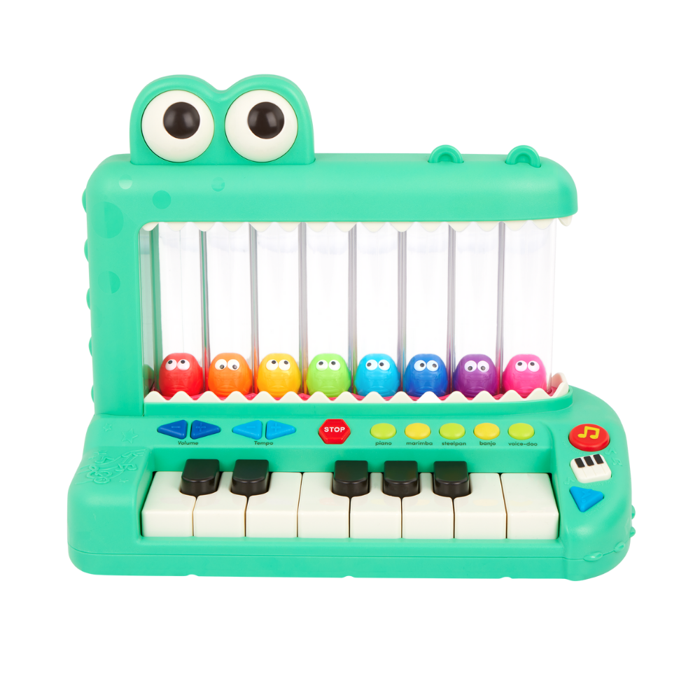 Battat | Croco Pop Piano de Juguete con Teclado, Canciones, Sonidos y Luces