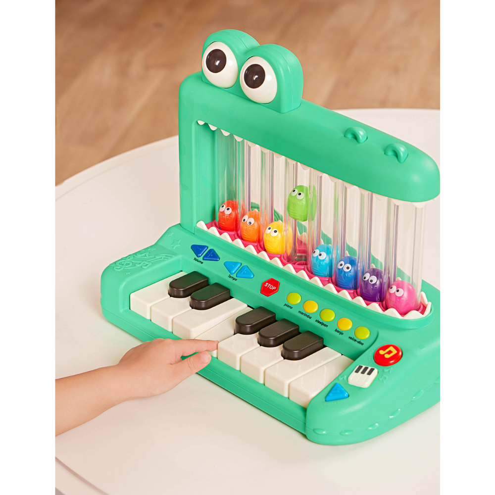 Battat | Croco Pop Piano de Juguete con Teclado, Canciones, Sonidos y Luces
