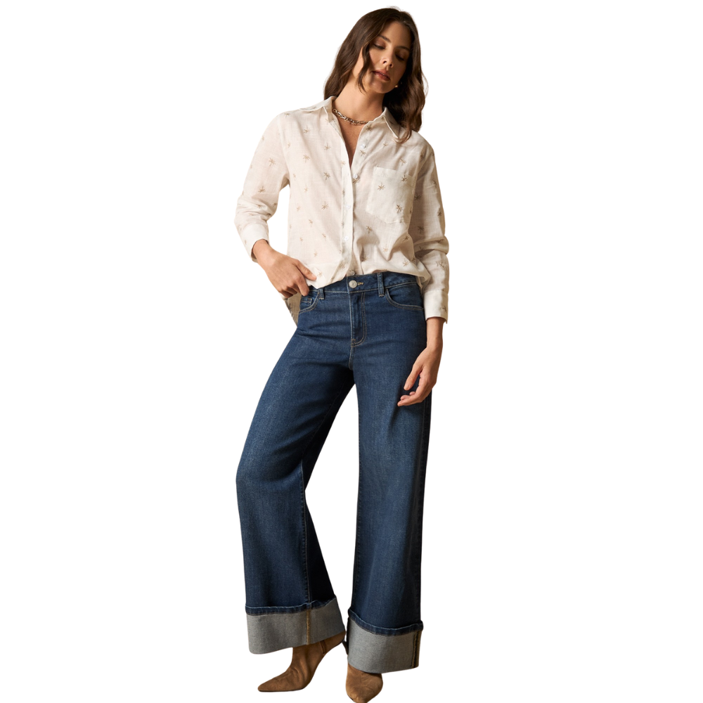 Esprit | Jean Straight Cinco Bolsillos Con Dobladillo Para Mujer