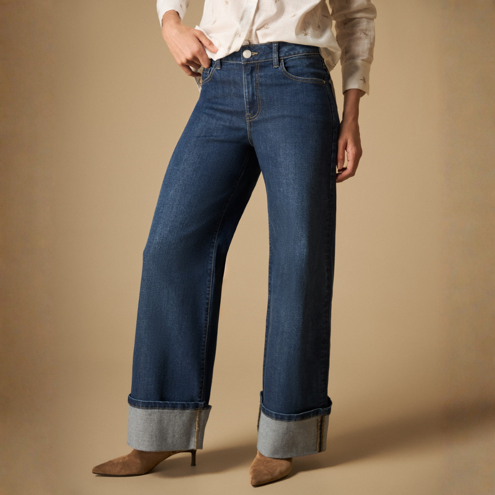 Esprit | Jean Straight Cinco Bolsillos Con Dobladillo Para Mujer