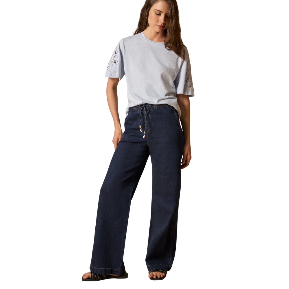 Esprit | Pantalón Wide Leg con Cintura Elástica para Dama