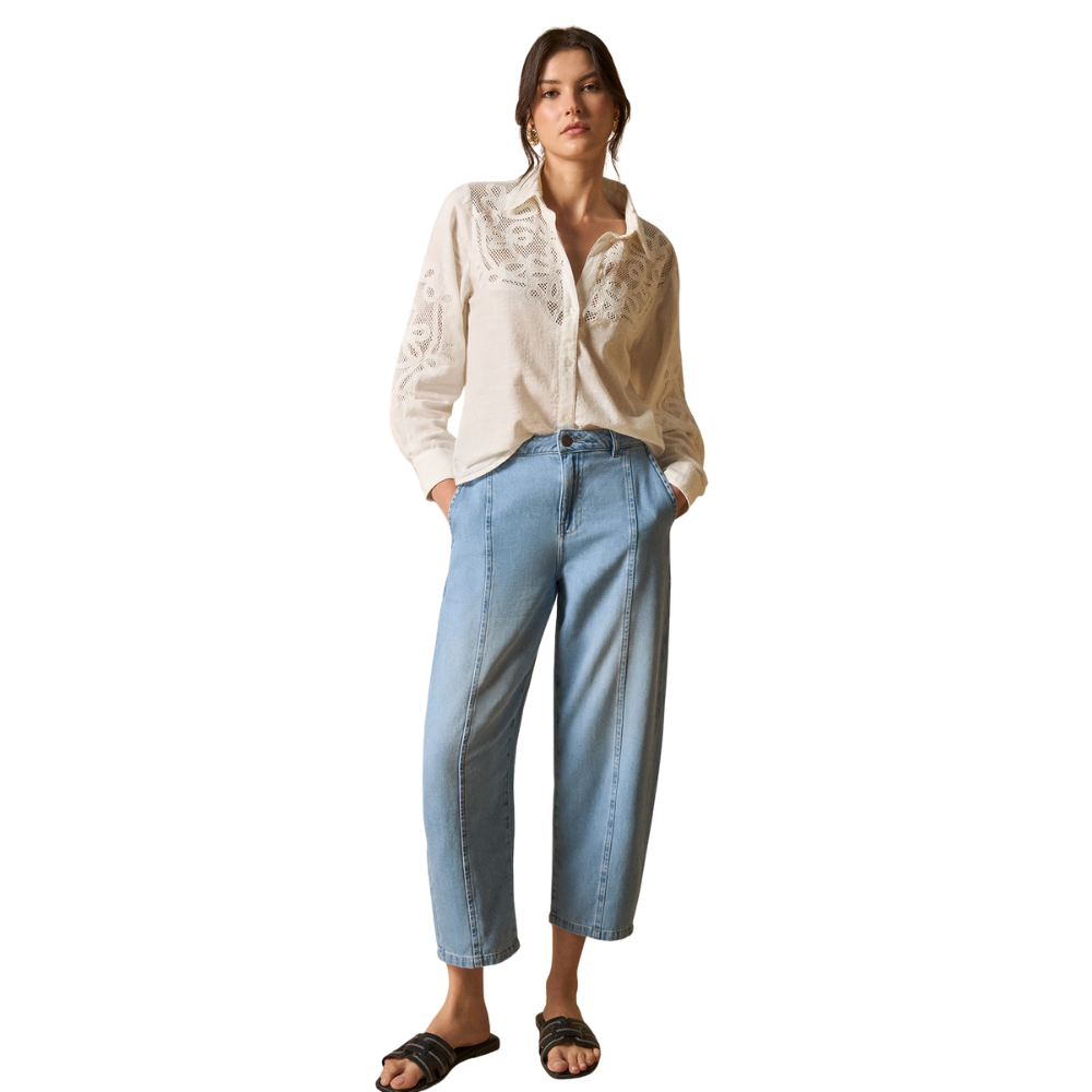 Esprit | Pantalón Denim Wide Leg Cropped para Dama