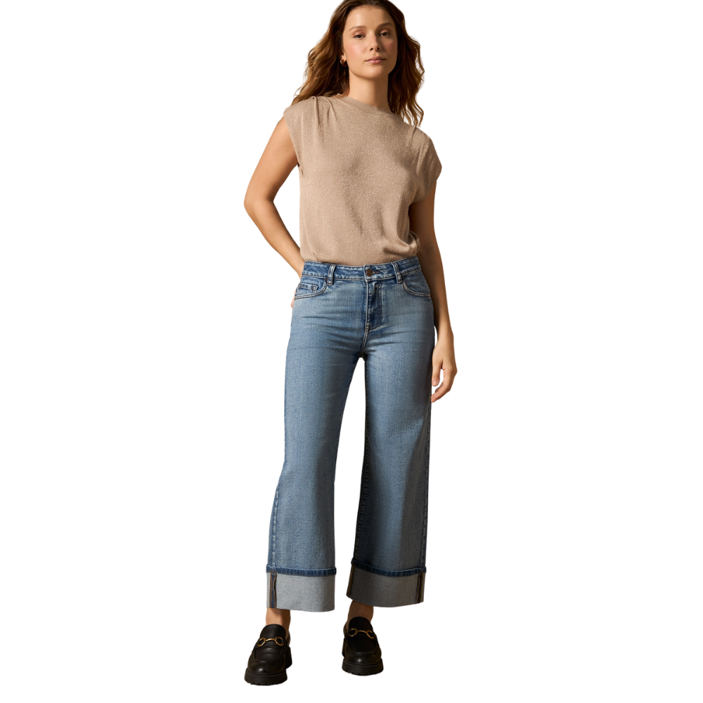 Esprit | Jeans Culotte de Tiro Alto con Dobladillo para Dama