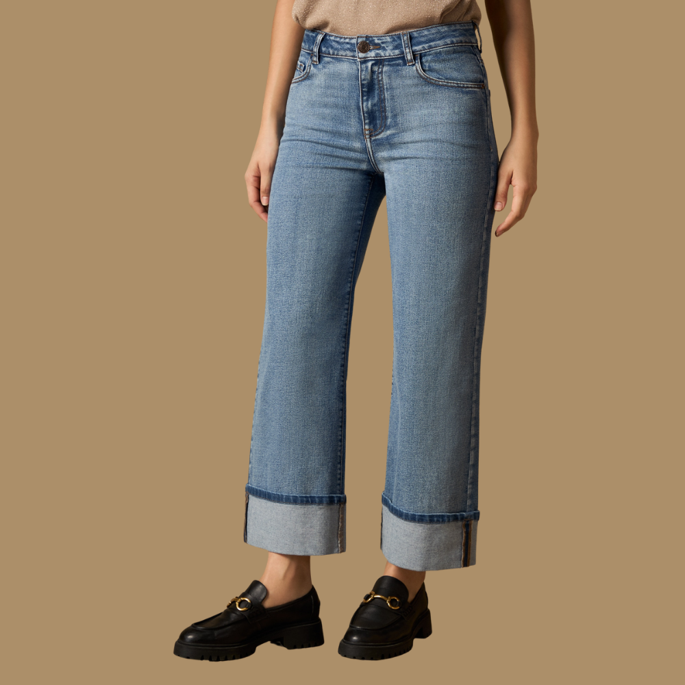 Esprit | Jeans Culotte de Tiro Alto con Dobladillo para Dama