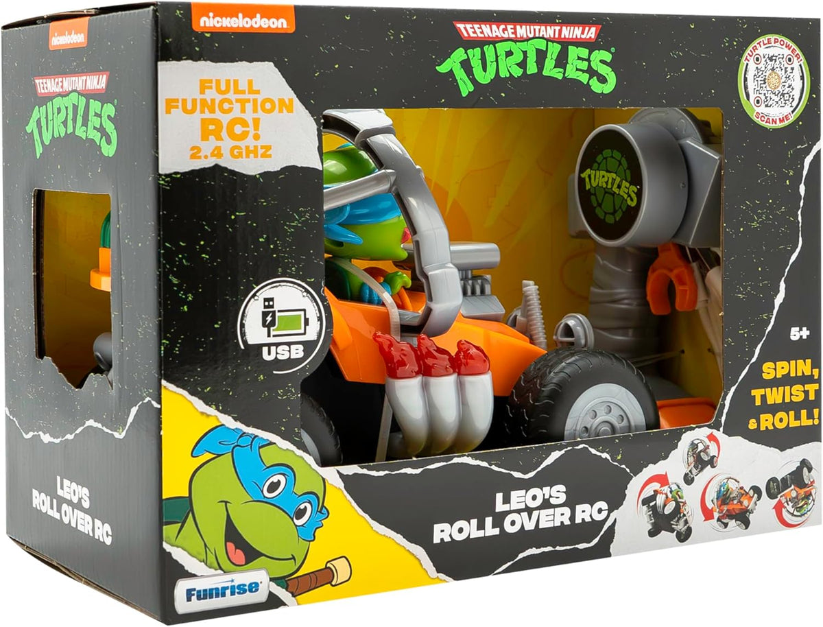 TMNT | Coche Teledirigido Roll Over de Leonardo Tortuga Ninja, Estilo Clásico