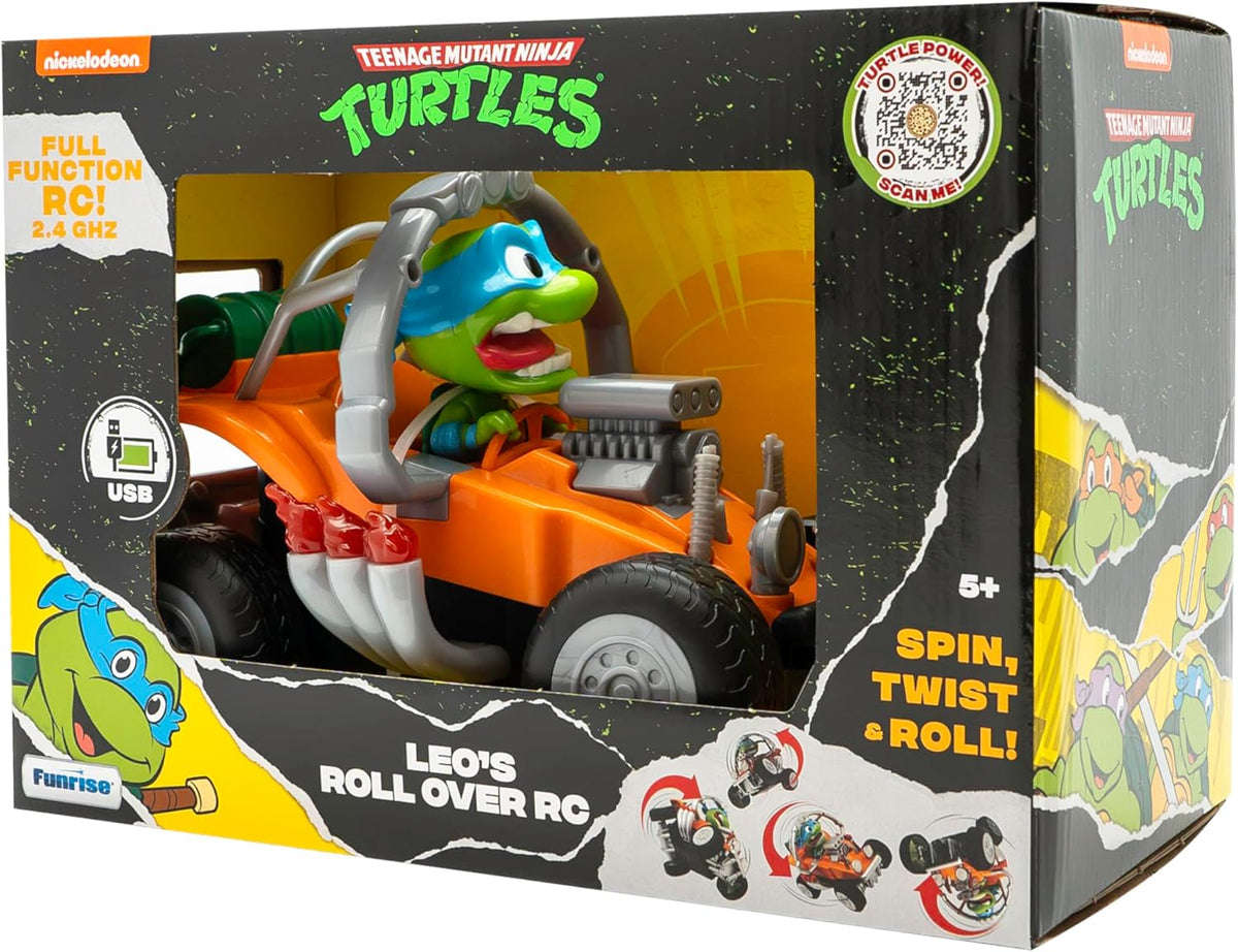 TMNT | Coche Teledirigido Roll Over de Leonardo Tortuga Ninja, Estilo Clásico