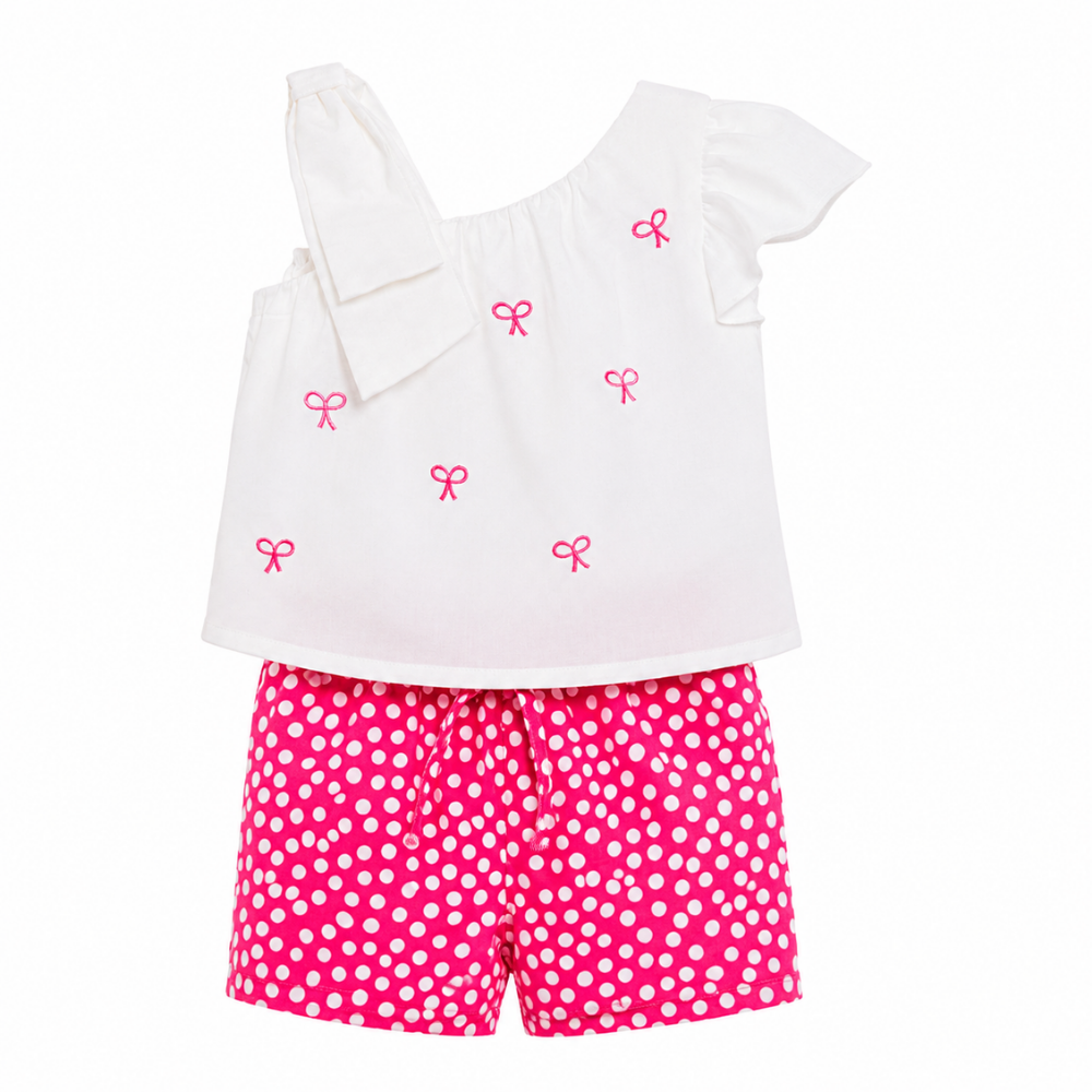 Chaticos | Conjunto Blusa con Bordado y Short Estampado para Niña