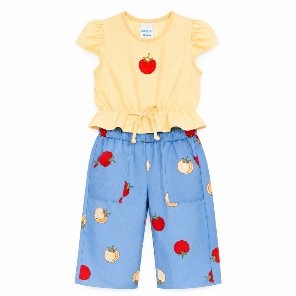 Monix's | Conjunto Top con Bordado y Pantalón Estampado para Niña