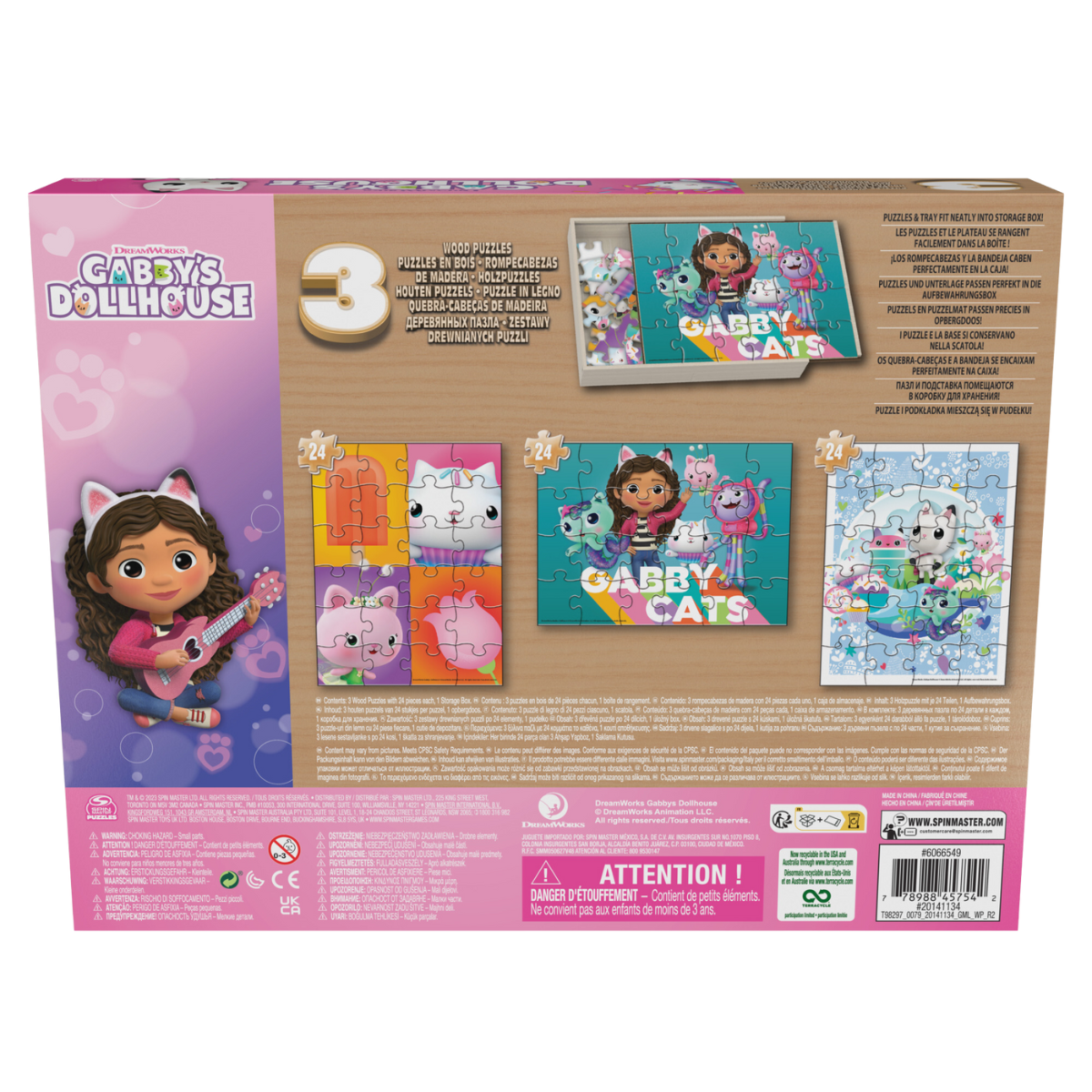Gabby's Dollhouse Set 3 Rompecabezas de Madera