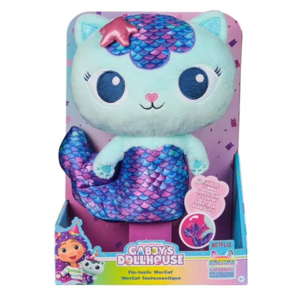 Gabby Dollhouse | Peluche Deluxe MerCat con Cola Fin-Tástica